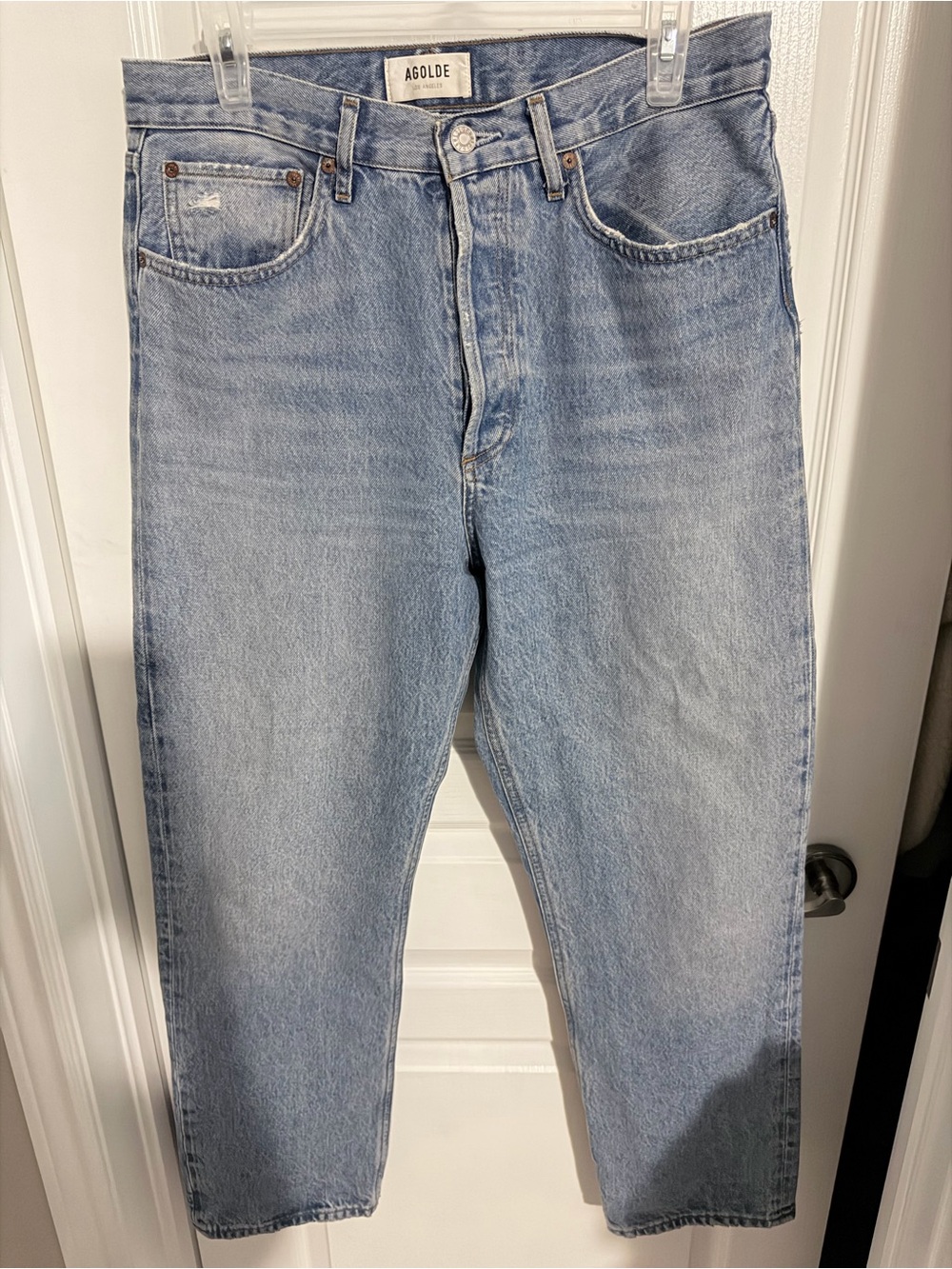 Agolde Straight Leg Jeans in Faded Light Blue